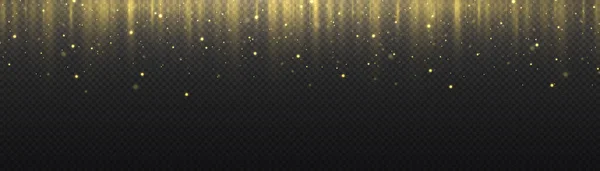 Golden Dust Flying Sparkling Confetti Dots Vertical Lines Sparkles Glitter — Vetor de Stock