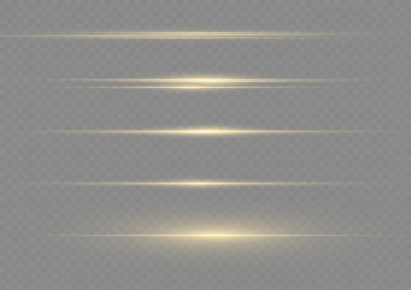 Laser Beams Horizontal Light Rays Abstract Shine Gold Line Glowing — Stok Vektör