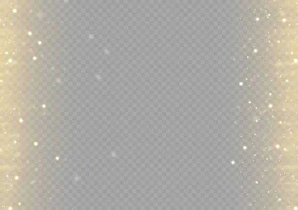 Golden Dust Flying Sparkling Confetti Dots Vertical Lines Sparkles Glitter — Stockvektor