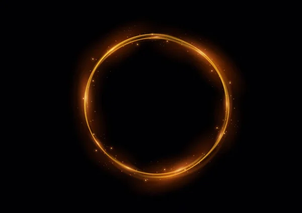 Ring Yellow Flame Fiery Frame Orange Fire Glowing Neon Circle — Stock vektor