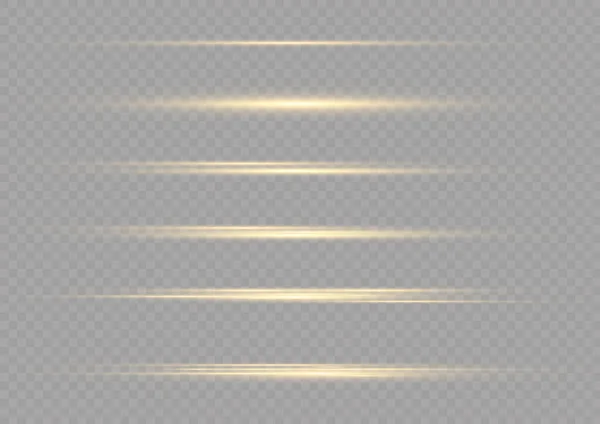 Blitze Und Blitze Funkelnde Lichtlinie Leuchtende Goldene Linien Auf Transparentem — Stockvektor