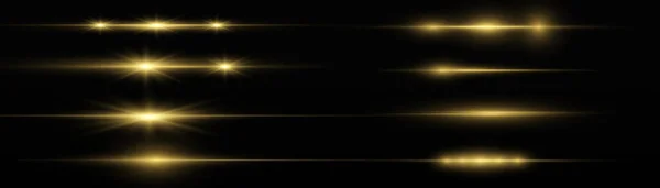 Laser Beams Horizontal Light Rays Abstract Shine Gold Line Glowing — Stock vektor