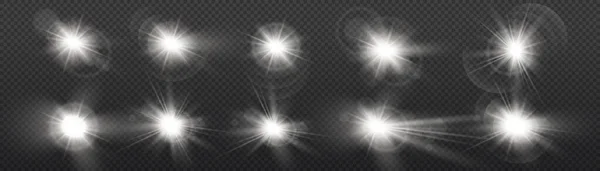 Błyszczące Rozbłyski Soczewkach Światło Odblaskowe Abstrakcyjny Zapłon Obiektywu Migające Światła — Wektor stockowy