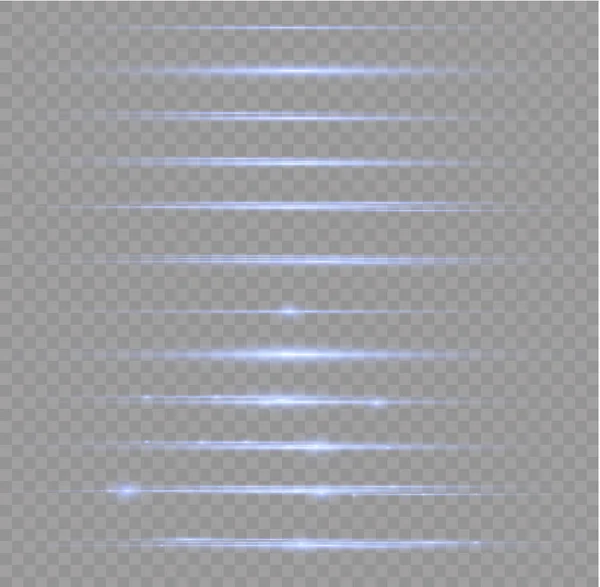 Flashs Reflets Ligne Lumineuse Éclatante Lignes Lumineuses Bleues Isolées Sur — Image vectorielle