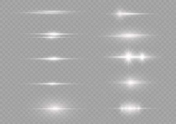 Flashes Glares Sparkle Light Line Glowing Bright White Lines Isolated — Stock vektor