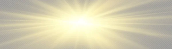 Bright Golden Flashes Highlights Sun Rays Dawn Star Flare Glare — Stockvector