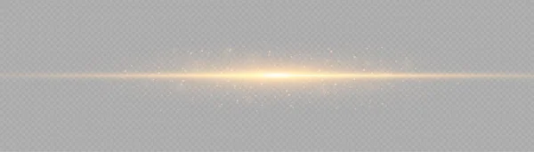 Laserstralen Horizontale Lichtstralen Abstract Glans Gouden Lijn Gloeiende Gele Lijnen — Stockvector