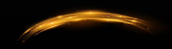 Magic Stardust Golden Wave Beautiful Sparkle Light Blur Trail Swirl — Stock vektor