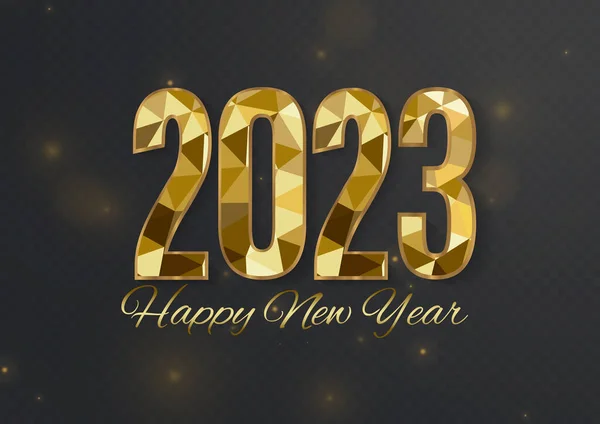 2023 Mutlu Yıllar geçmiş tasarımı. Kartpostal, afiş, poster. Vektör İllüstrasyonu. Mutlu yıllar 2021 satırları, el yazması mektuplar, tipografi, tasarım, ışıltı, altın, yıldız..