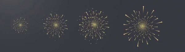 Фейерверки Приветствуют Ярко Сияющими Искрами Яркие Взрывы Фейерверков Изолированы Прозрачном — стоковый вектор