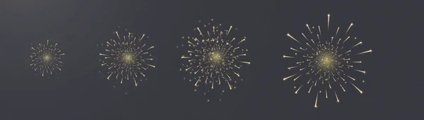 Fireworks Salute Brightly Shining Sparks Bright Explosions Fireworks Isolated Transparent — Stock vektor