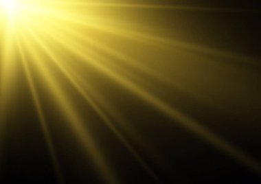 Parlak altın ışıklar ve röfleler. Güneş ışınları, şafak, yıldız, parıltı, parıltı. Şeffaf güneş ışığı özel lens flaş efekti. Parıltılı sarı güneş ışınları ya da altın parçacık parıltılı ışıklar. Vektör