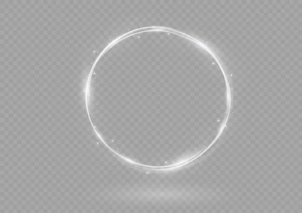 Ring White Flame Fiery Frame Silver Fire Glowing Neon Swirl — Stock vektor