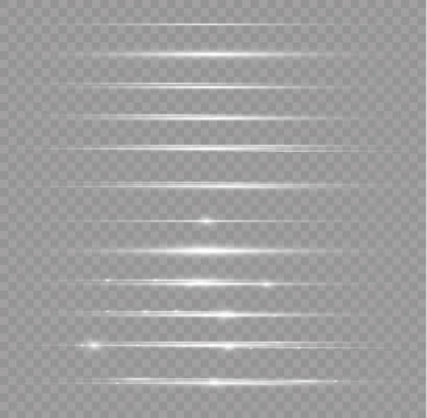 Blitze Und Blitze Funkelnde Lichtlinie Leuchtende Helle Weiße Linien Isoliert — Stockvektor