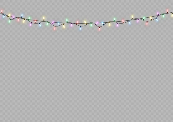 Xmas New Year Garlands Glowing Bulbs Glowing Lights Christmas Holiday — Stockvector