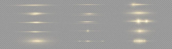 Laser Beams Horizontal Light Rays Abstract Shine Gold Line Glowing — Stockvector