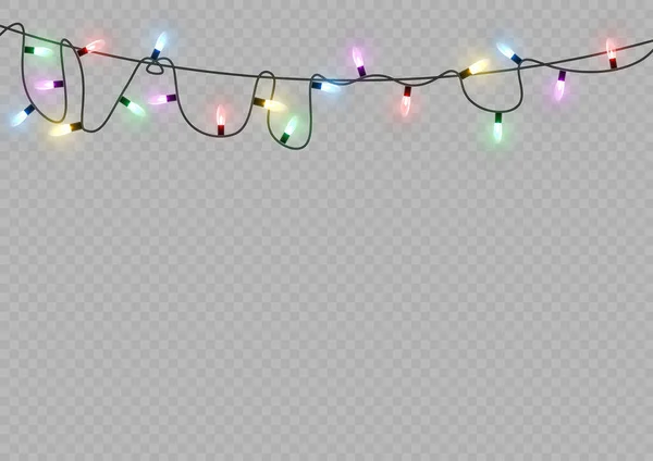 Xmas New Year Garlands Glowing Bulbs Glowing Lights Christmas Holiday — Stok Vektör