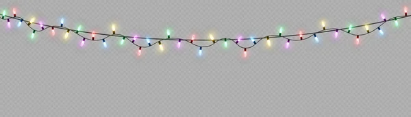 Xmas New Year Garlands Glowing Bulbs Glowing Lights Christmas Holiday — Stockový vektor