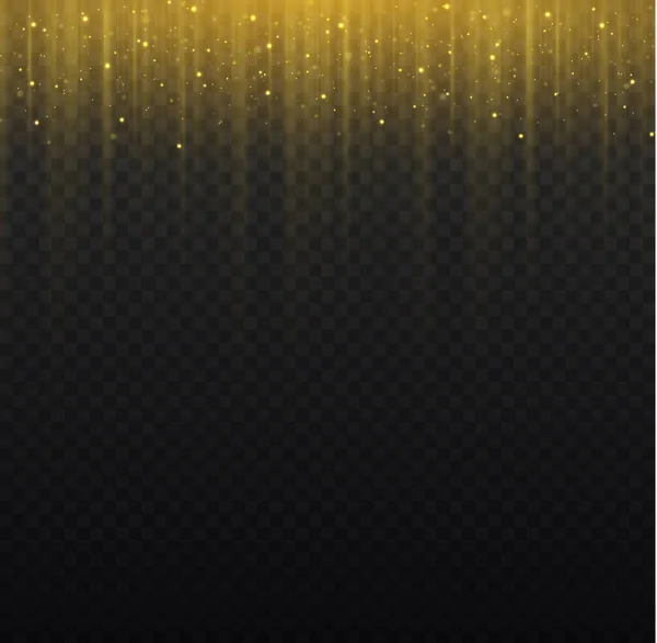 Golden Dust Flying Sparkling Confetti Dots Vertical Lines Sparkles Glitter — Stock vektor
