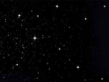 Parlak yıldızlı, yıldızlı bir gece. Yıldızlar ve galaksiler gece gökyüzü evreni parlak yıldız alanının siyah yıldızlı arka planı. Evrenin derinliklerindeki yıldız tozu. Kozmostaki gezegenler. Vektör