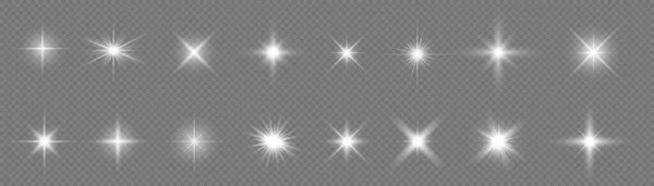 Star Burst Sparkles Shining Sun Rays Bright Flash White Glowing — Wektor stockowy