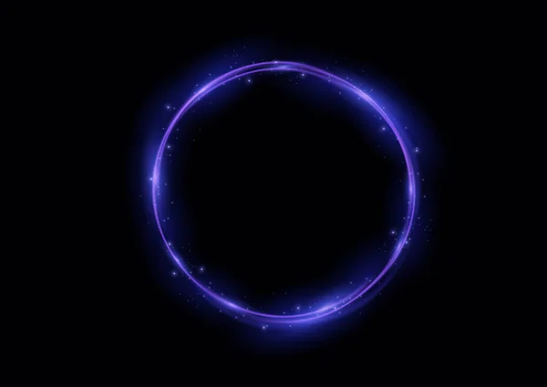 Ring Blue Flame Fiery Glowing Neon Swirl Shining Purple Circle — Stockvektor