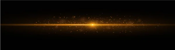 Laser Beams Horizontal Light Rays Abstract Shine Gold Line Glowing — Stock vektor