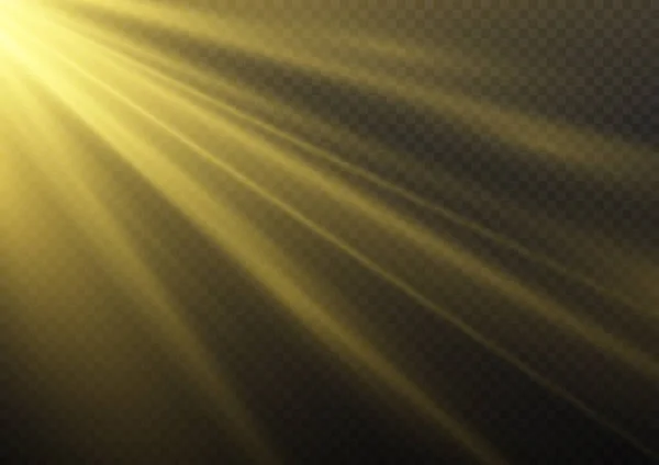 Яркие Золотые Вспышки Блики Солнечные Лучи Рассвет Звезда Вспышка Блики — стоковый вектор
