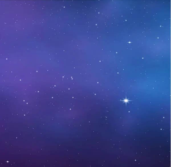 Gece Parlayan Yıldızlı Gökyüzü Yıldızlı Kozmoslu Mavi Uzay Arkaplanı Nebulası — Stok Vektör
