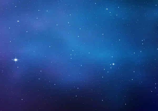 Gece Parlayan Yıldızlı Gökyüzü Yıldızlı Kozmoslu Mavi Uzay Arkaplanı Nebulası — Stok Vektör
