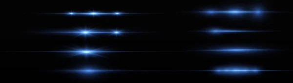 Laserové Paprsky Horizontální Světelné Paprsky Abstraktní Lesklá Modrá Čára Žhnoucí — Stockový vektor