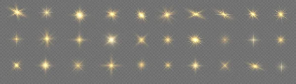 Star Burst Sparkles Sun Rays Bright Flash Yellow Glowing Light — Archivo Imágenes Vectoriales