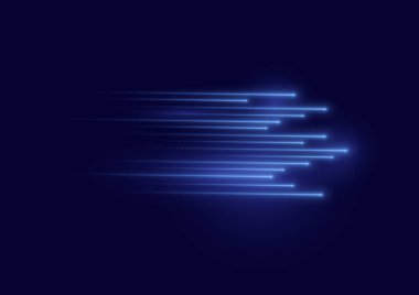 High speed. Abstract technology background concept. Motion speed and blur. Glowing blue speed lines. Dynamic lines or rays. Light trail wave, fire path trace line. swirling filament curve