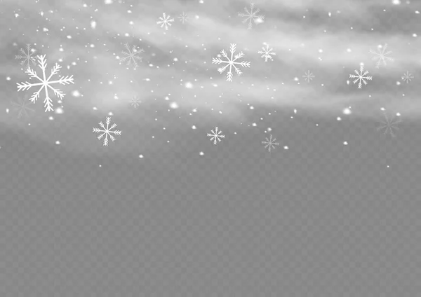 Nieve Viento Sobre Fondo Transparente Gradiente Blanco Elemento Decorativo Vector — Vector de stock