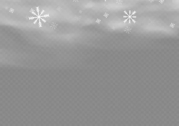 Nieve Viento Sobre Fondo Transparente Gradiente Blanco Elemento Decorativo Vector — Vector de stock