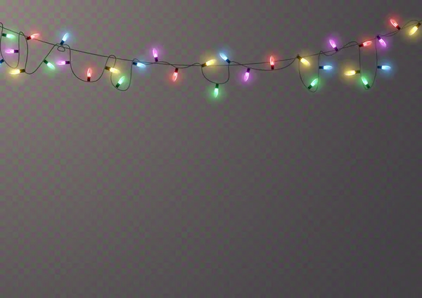 Xmas New Year Garlands Glowing Bulbs Glowing Lights Christmas Holiday — Archivo Imágenes Vectoriales