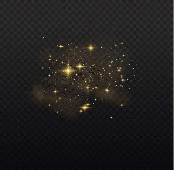 Glowing Light Effect Many Glitter Particles Isolated Transparent Background Starry — Archivo Imágenes Vectoriales