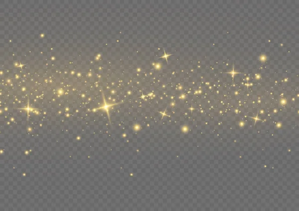 Glowing Light Effect Many Glitter Particles Isolated Transparent Background Starry — Vector de stock