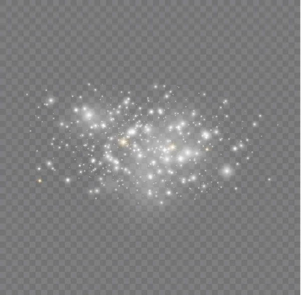 Glowing Light Effect Many Glitter Particles Isolated Transparent Background Starry — Vetor de Stock