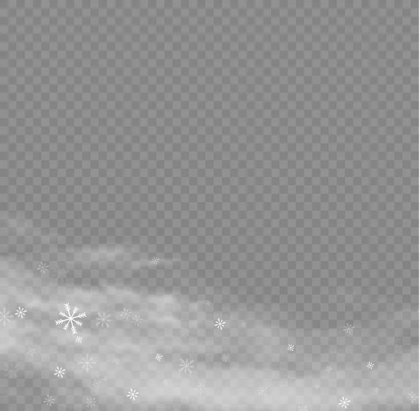 雪と風の透明背景に ホワイトグラデーション装飾要素ベクトルイラスト 冬と雪と霧 風と霧 — ストックベクタ