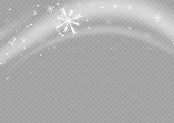 Nieve Viento Sobre Fondo Transparente Gradiente Blanco Elemento Decorativo Vector — Vector de stock