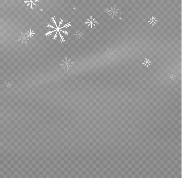 雪和风在透明的背景上 白色渐变装饰元素 矢量插图 冬天和大雾下的雪 风和雾 — 图库矢量图片