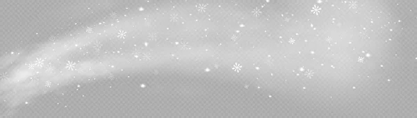 Nieve Viento Sobre Fondo Transparente Gradiente Blanco Elemento Decorativo Vector — Vector de stock