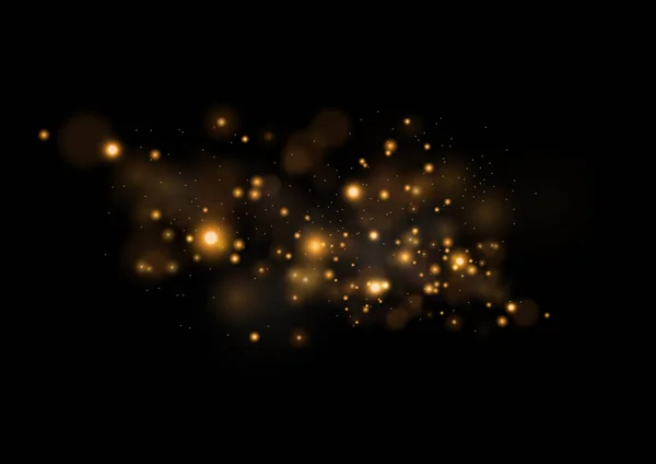 Abstract Golden Bokeh Lights Sparkles Stardust Lens Flare Magic Blur — Stock vektor