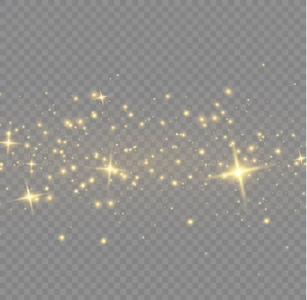 Glowing Light Effect Many Glitter Particles Isolated Transparent Background Starry — Stockvector