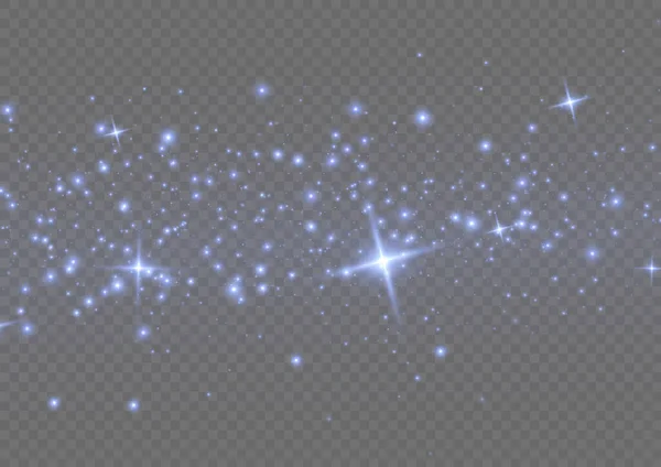 发光效果 许多发光粒子在透明的背景上被隔离 蓝尘的星云 闪耀的星星 灯光和闪光 圣诞灰尘闪烁着火花 矢量说明 — 图库矢量图片