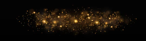 Abstract Golden Bokeh Lights Sparkles Stardust Lens Flare Magic Blur — Stock Vector
