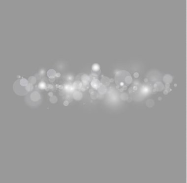 Light abstract glowing bokeh lights. Light bokeh effect isolated on transparent background. Christmas background from shining dust. Christmas concept flare sparkle. White png dust light. 
