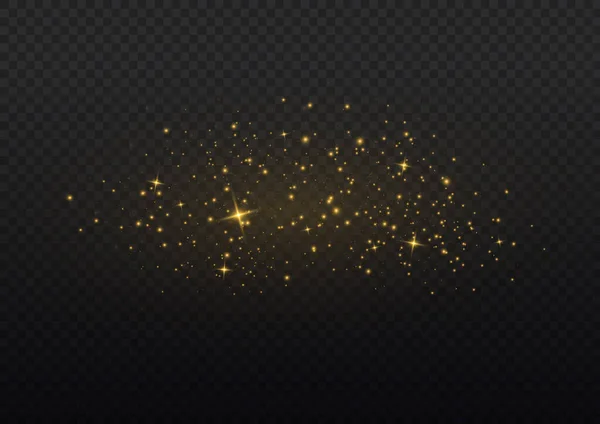Glowing Light Effect Many Glitter Particles Isolated Transparent Background Starry — Vetor de Stock