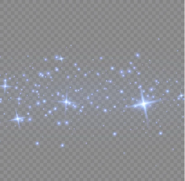 Glödande Ljuseffekt Med Många Glitter Partiklar Isolerade Transparent Bakgrund Stjärnmoln — Stock vektor
